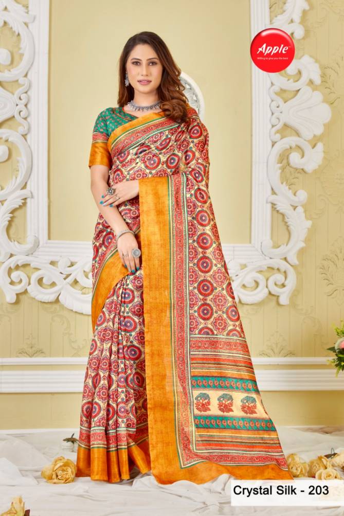 Apple Crystal Silk 2 New Exclusive Wear Cotton Printed Designer Saree Collection
